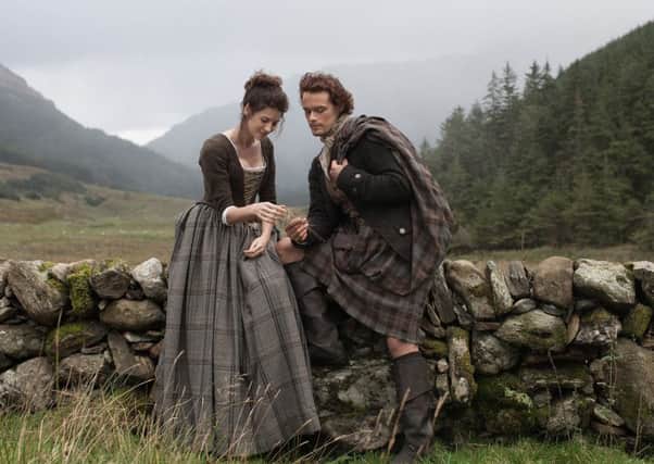 Caitriona Balfe and Sam Heughan playing Claire Randall and Jamie Fraser in the  TV series Outlanders. Archaeologist plant to unearth the "real Outlander" and examind the changes to the Highland landscape caused by the Jacobite Uprisings and Highland Clearances. PIC Contributed.