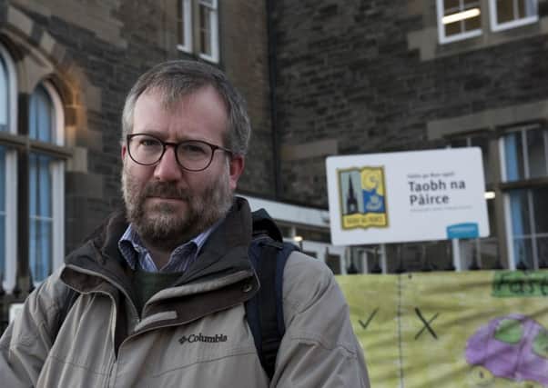 Green councilor Chas Booth is one of the parents in dispute with developers who are trying to backtrack on a deal to build a crossing. Picture: Andrew O'Brien
