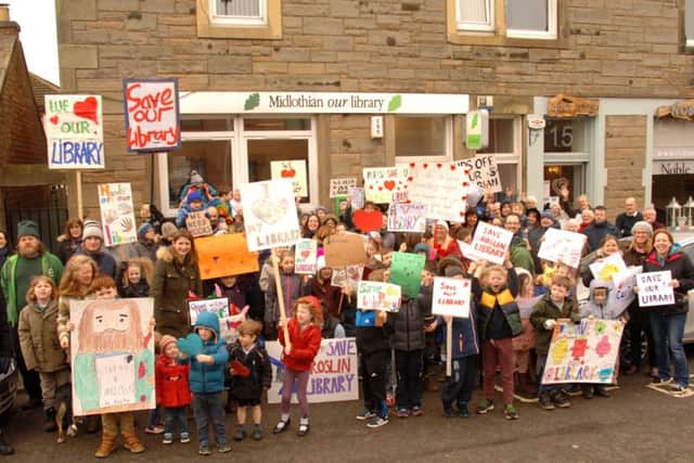 Protest at Roslin Library.
