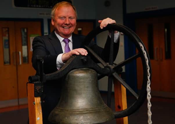 6/2/17 Colin Taylor, the head teacher at Newbattle High School who will be retiring in June 2017 Colin is pictured with the school bell from the original Newbattle School