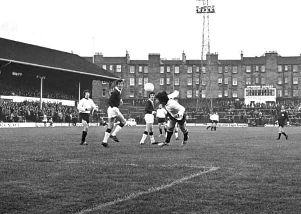 Hearts v Ayr United at Tyencastle in November 1972 - Alan Anderson on guard for Hearts.