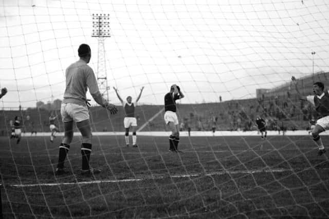 Hibs v Hearts at Easter Road in September 1963 - Hibs score.