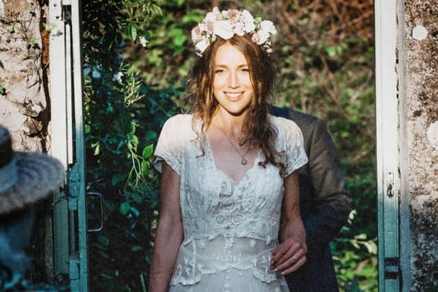 Tess Newall in her wedding dress also worn by her great great grandmother. Picture: Seth Baines Photo