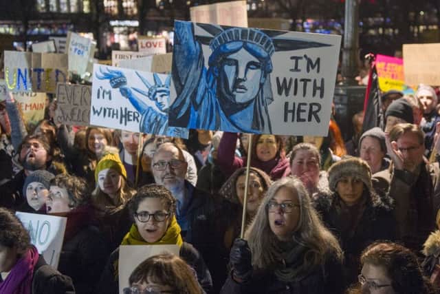 Thousands attended the last march in Edinburgh protesting Trump's travel ban. Picture: Ian Rutherford