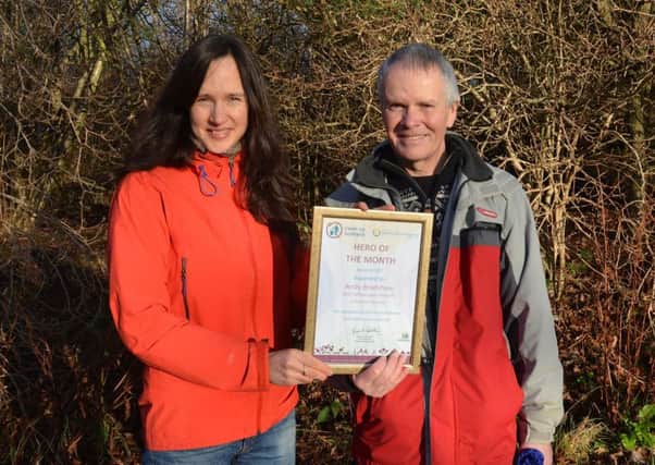 Juliette Camburn, Community Projects Officer at Keep Scotland Beautiful, with East Lothian volunteer Andy Bradshaw