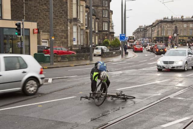 Some cyclists have had accidents while riding over tram lines at Haymarket. Picture: Contributed
