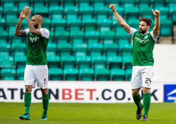 Liam Fontaine and Darren McGregor will line up in central defence for Hibs at Stark's Park
