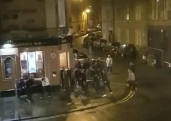 Footage has emerged of brutal street fight outside a pub following a heated football derby.

 Picture; Deadline