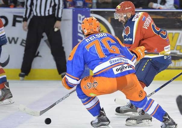 Edinburgh Capitals forward Pavel Vorobyev, right, is desperate to add to his goal tally