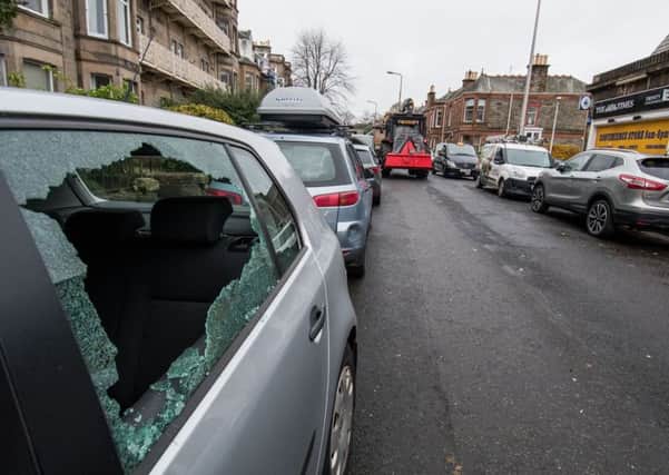 Car vandalism along East Trinity Road and Cragil Terrace. Picture Ian Georgeson
