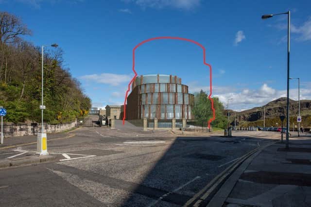 Revised proposals for the hotel plans for Royal high School as of Novermber 16
the red outline showns where the terraces came to on the old plans. Picture: contributed