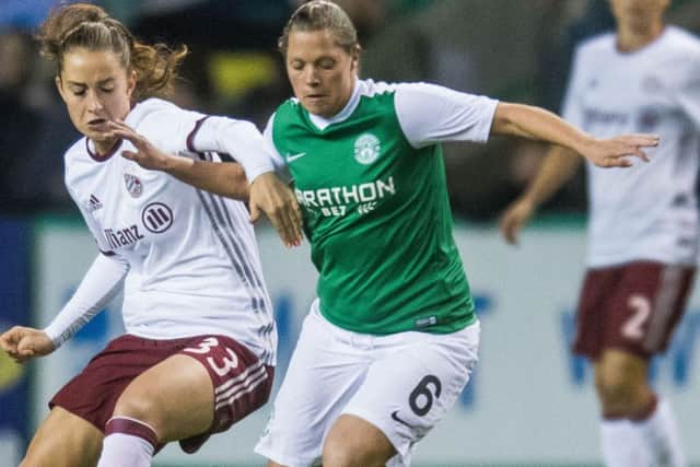 Lisa Robertson scored twice for Hibs