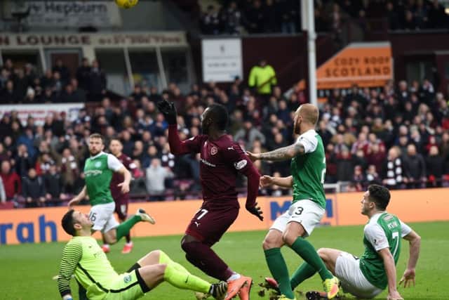 Goncalves was denied by Hibs goalkeeper Ofir Marciano in the early stages at Tynecastle