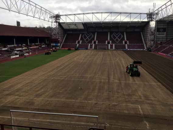 The Tynecastle pitch is being dug up and replaced inside a week. Picture: Heart of Midlothian FC