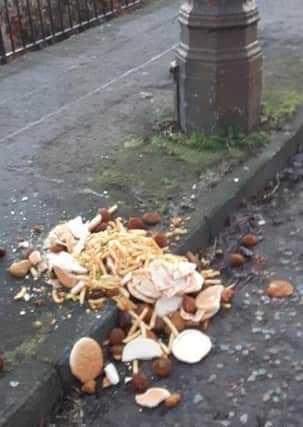 Kebab meat, pitta bread and chips are dumped every week in Harrison Gardens. Picture: contributed