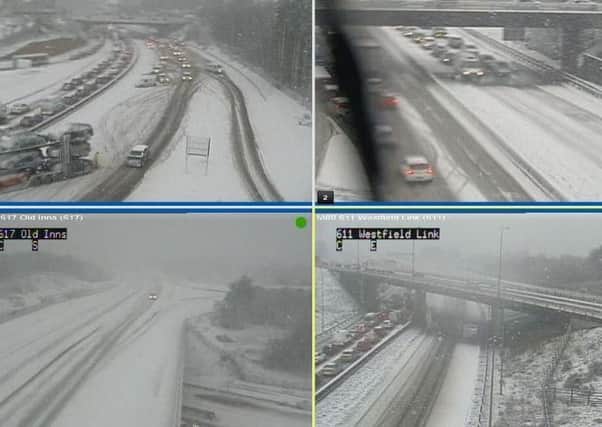 Live cameras from the M80 showing the winter conditions. Picture; Traffic Scotland