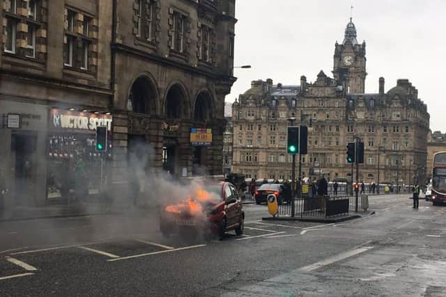 The scene at North Bridge. Picture: Adam Ramsay