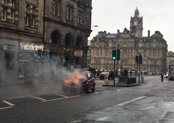 The scene at North Bridge. Picture: Adam Ramsay