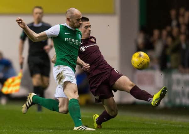 David Gray believes that if Hibs play like they did in Wednesday's derby, they can beat any team in Scotland. Pic: Ian Georgeson