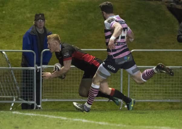 Rory Scholes goes over for his first try of two at Myreside which lifted hopes. Picture: Gary Hutchison/SNS