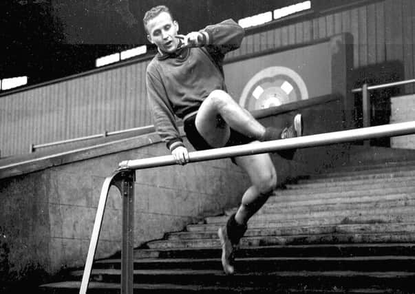 Alex Young does some fitness work at Tynecastle in 1959 - the year Hearts won the League Cup