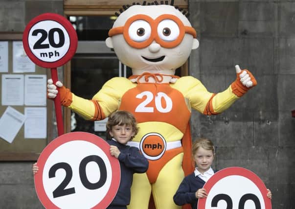 The Enforcer mascot has been used to promote Edinburgh's new 20mph zones