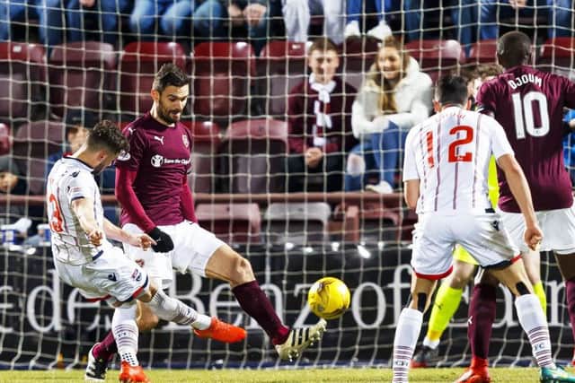 Alex Schalk scores for Ross County at Tynecastle