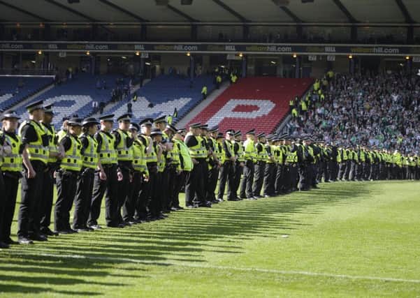 Police lined the pitch as trouble broke out