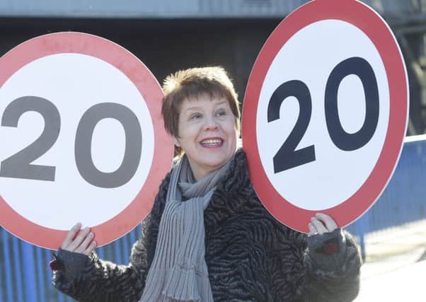 Councillor Lesley Hinds promoting 20mph schemes in Edinburgh. Picture; Greg Macvean