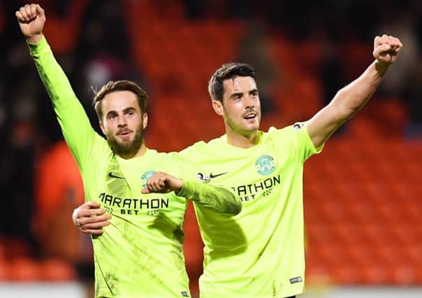Andrew Shinnie and Brian Graham celebrate at full time