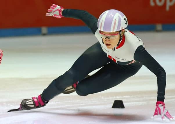 Elise Christie has won the 1500m gold at the speed skating world championships in Rotterdam. Picture: AP Photo/Peter Dejong