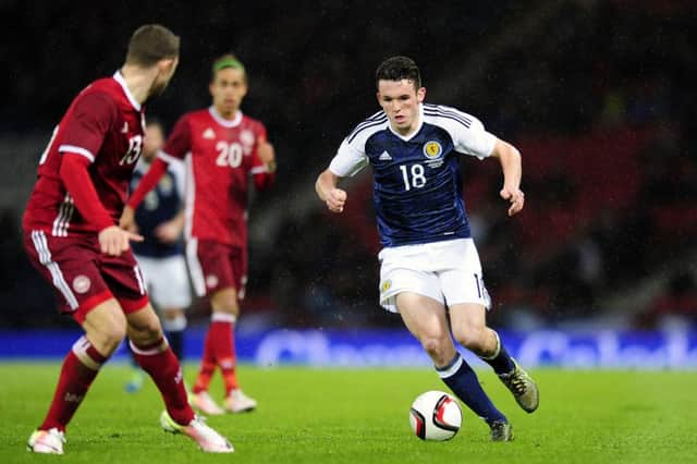 Hibs midfielder John McGinn could win his third Scotland cap against Slovenia. Pic: TSPL