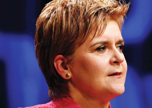 Sturgeon delivers her keynote speech to the faithful at the Aberdeen Exhibition and Conference Centre. Picture: Jeff J Mitchell/Getty