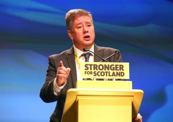 Economy Secretary Keith Brown speaking at the SNP Spring Conference. Picture: PA