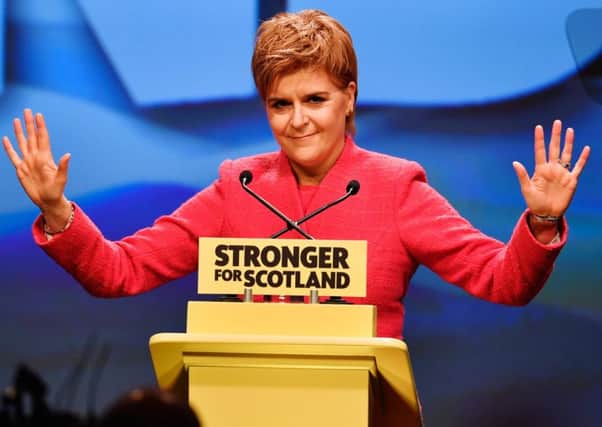Nicola Sturgeon delivers her key note speech at the SNP spring conference  in Aberdeeen. Picture: Getty