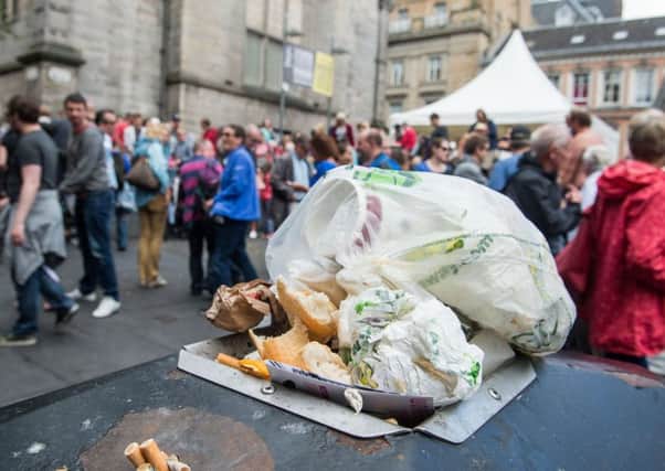 Rubbish, Overflowing, Litter, Princes Street Gardens East. Picture; Ian Georgeson