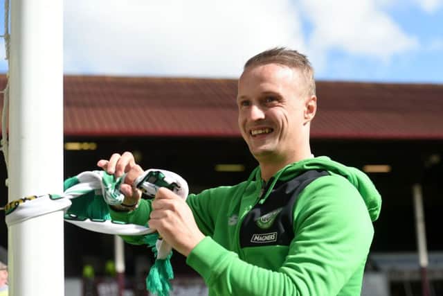 Celtic's Leigh Griffiths celebrates at full time. Picture; SNS