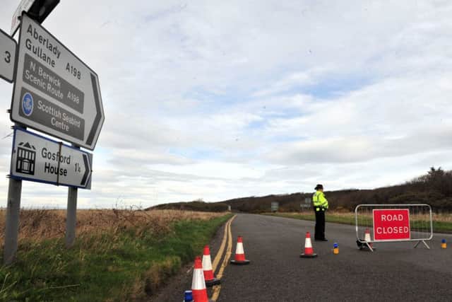 The coast road to Gossford House has been closed by police. Picture: Lisa Ferguson