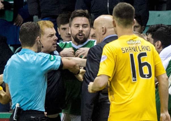 Neil Lennon and Jim Duffy clash at Easter Road