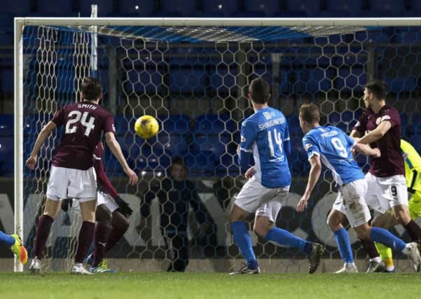 Joe Shaughnessy scores the only goal at McDiarmid Park