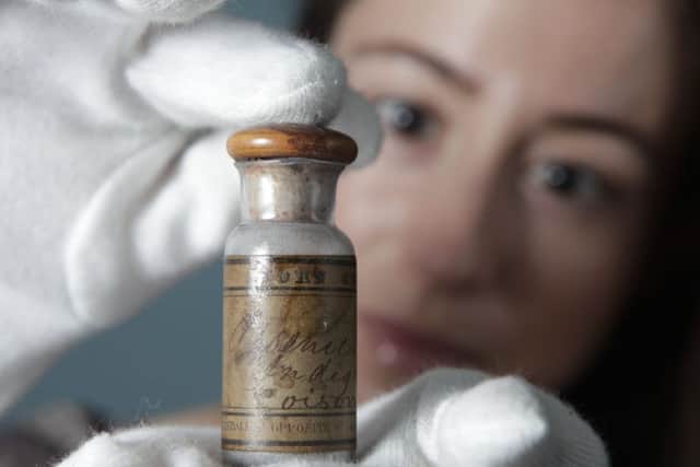 An original sample of arsenic, a key piece of evidence in the trial of Madeleine Smith who was indicted for the murder of her lover. Picture: Toby Williams