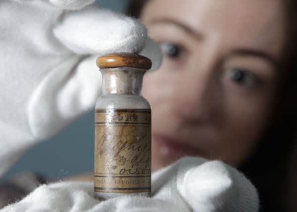 An original sample of arsenic, a key piece of evidence in the trial of Madeleine Smith who was indicted for the murder of her lover. Picture: Toby Williams