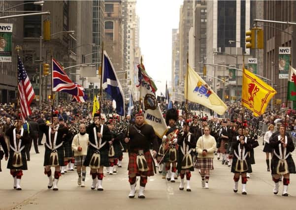 Tartan Day Parade along 6th Avenue, New York in 2004. Picture; Donald MacLeod