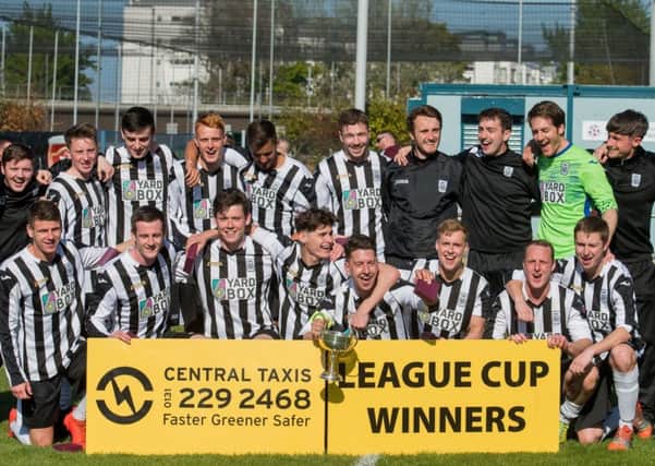 Leith Athletic celebrate with the League Cup. Pic: Ian Georgeson