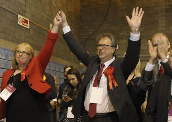 Donald Wilson celebrates his re-election. Picture: Neil Hanna