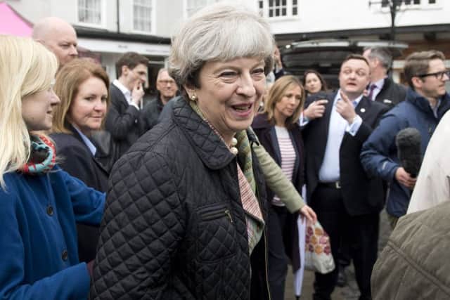 Theresa May on what is becoming a well-worn campaign trail. Picture: Getty