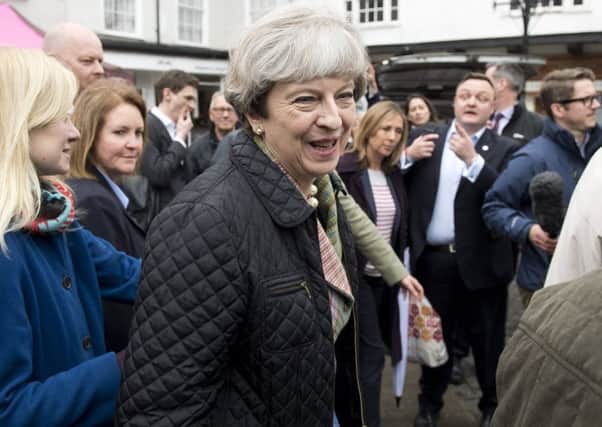 Theresa May on what is becoming a well-worn campaign trail. Picture: Getty