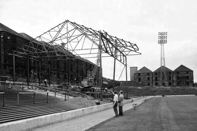 Tynecastle Football Ground - New covered enclosure under construction, 10 July 1959.