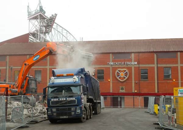Demolition works at Tynecastle to make way for the new main stand. Picture: TSPL