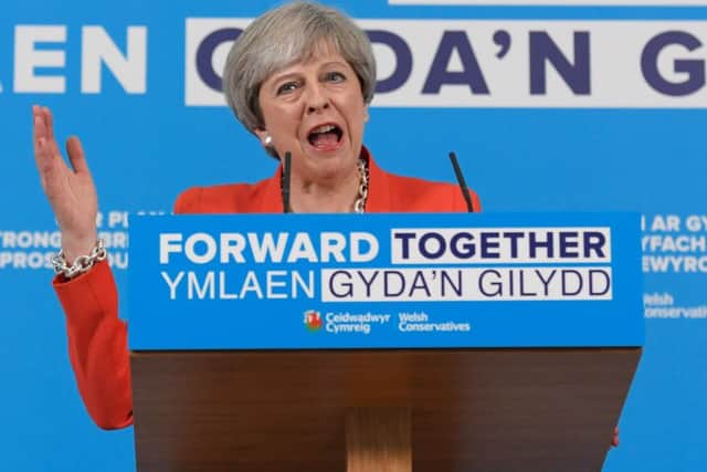 Theresa May speaks during a launch event for the Welsh Conservative general election. Picture: Getty